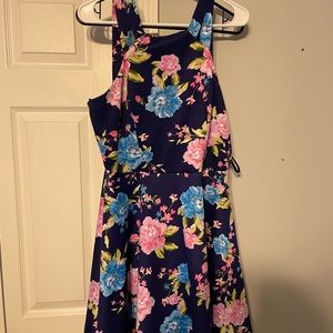 B Darlin Blue Floral Sleeveless Mini Dress Size 15/16